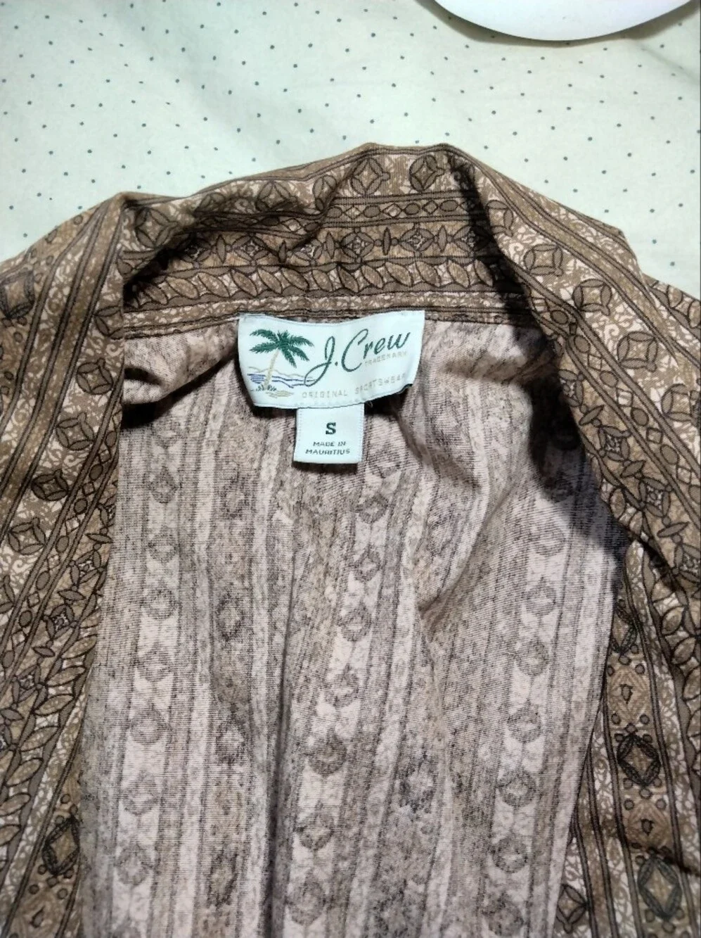 J. Crew Cotton Brown Striped Printed Short-Sleeve Button-Down Shirt Size S